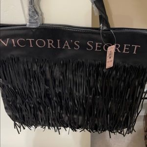 Victoria Secret Fringed Black large tote